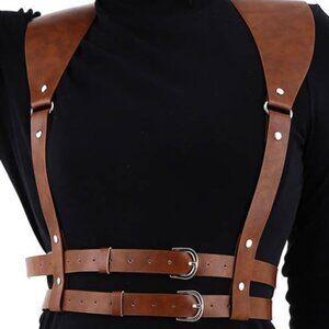 Leather Waist Chain Adjustable Body Harness Goth Rave Halloween Women Accessory